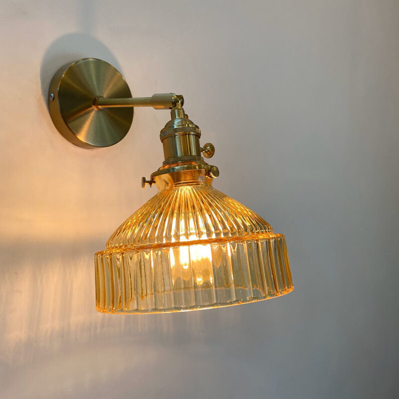 Nordic Brass Glass Dome Wall Sconce - Elegant Ambient Lighting, 1-Light 8