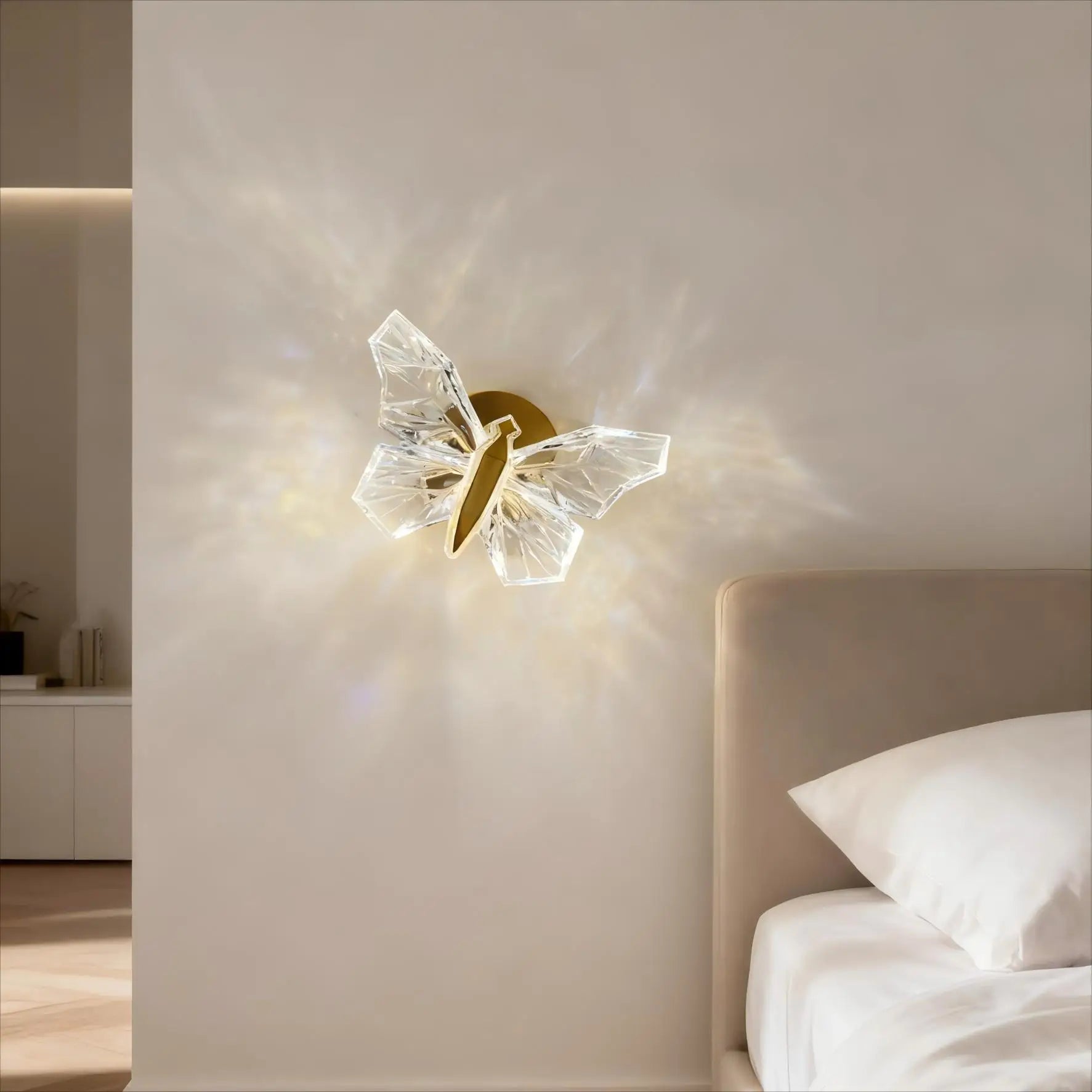 Nordic Butterfly LED Wall Sconce – Modern Metal and Acrylic Wall Light for Ambient Lighting in Bedrooms and Living Rooms 3