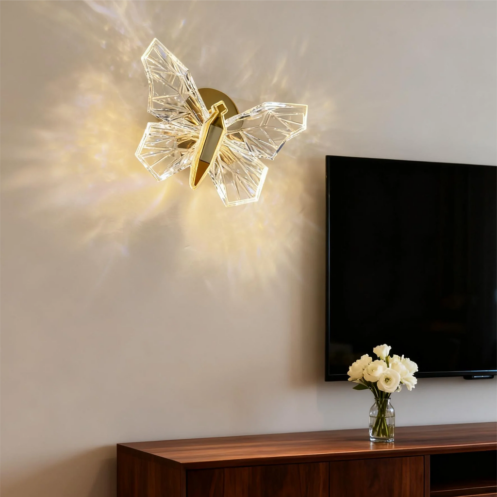 Nordic Butterfly LED Wall Sconce – Modern Metal and Acrylic Wall Light for Ambient Lighting in Bedrooms and Living Rooms 6