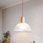 Nordic Dome Wood Glass Pendant Light - Modern Hanging Lights for Living Room 0