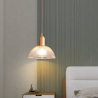 Nordic Dome Wood Glass Pendant Light - Modern Hanging Lights for Living Room 1