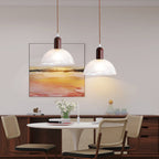 Nordic Dome Wood Glass Pendant Light - Modern Hanging Lights for Living Room 6