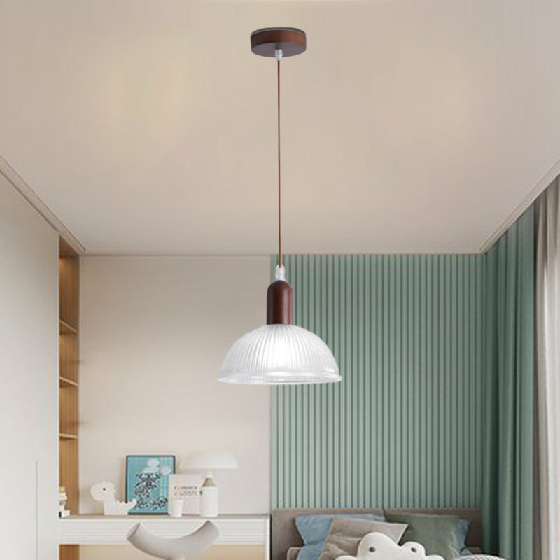 Nordic Dome Wood Glass Pendant Light - Modern Hanging Lights for Living Room 7