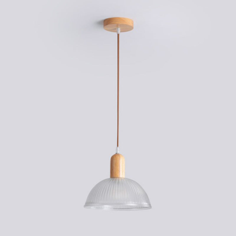 Nordic Dome Wood Glass Pendant Light - Modern Hanging Lights for Living Room 8
