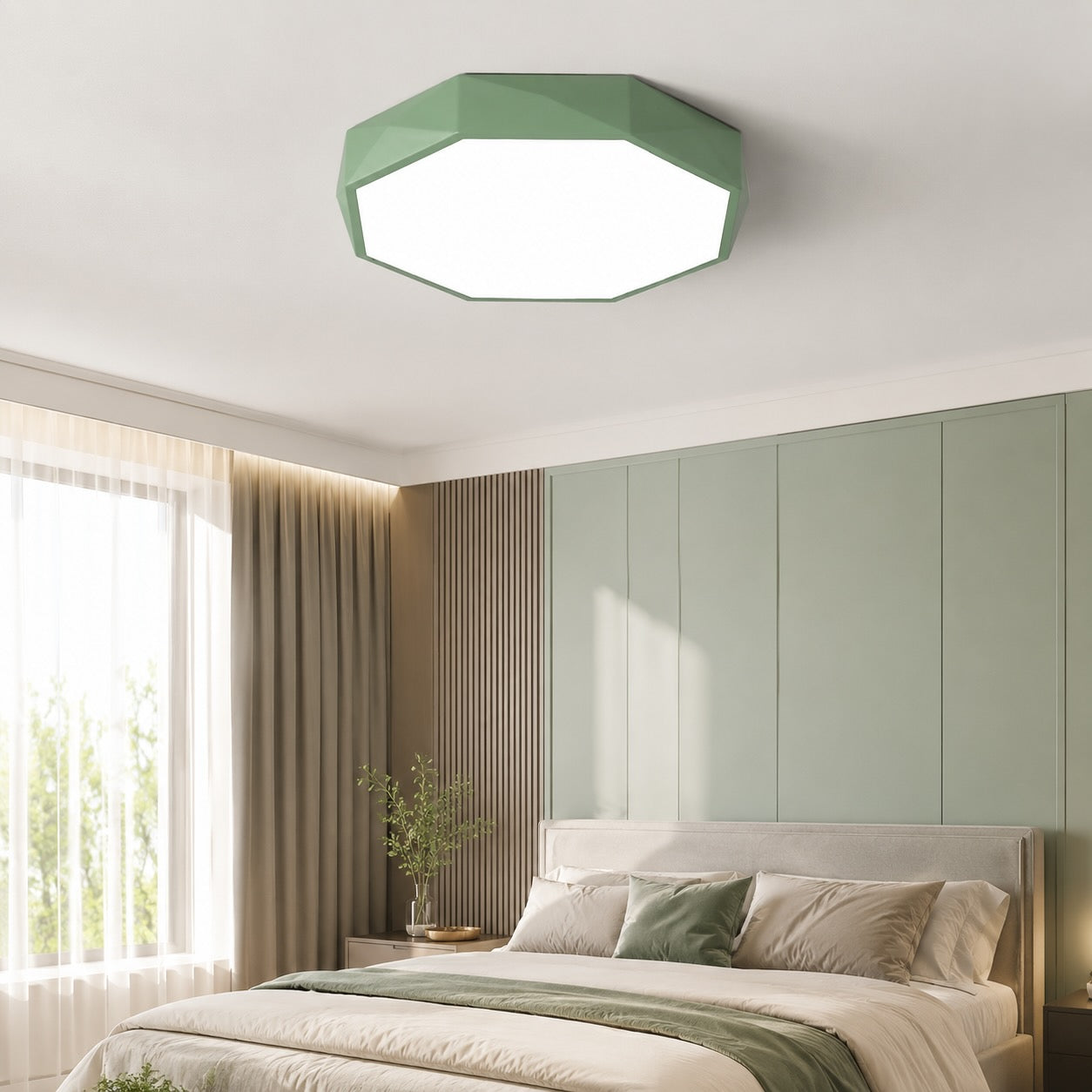 Nordic LED Flush Mount Ceiling Light - Dimmable Octagonal Design 2