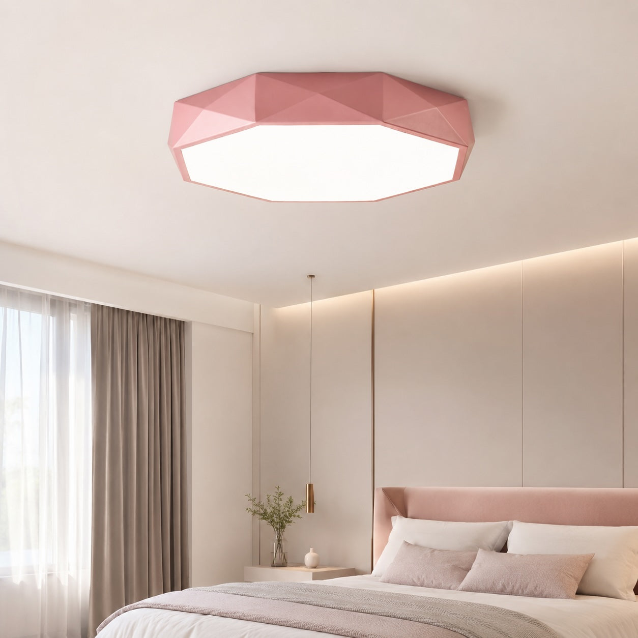 Nordic LED Flush Mount Ceiling Light - Dimmable Octagonal Design 3