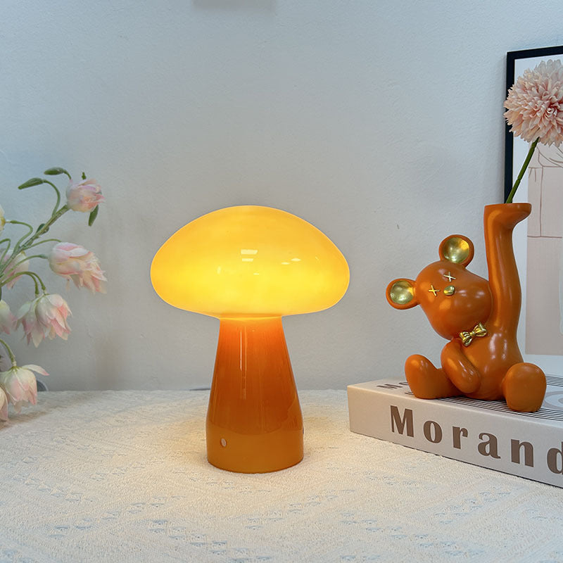 Nordic Mushroom Glass USB Table Lamp - Compact LED for Bedroom & Living Room 0