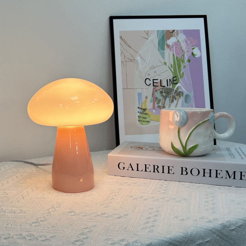 Nordic Mushroom Glass USB Table Lamp - Compact LED for Bedroom & Living Room 8