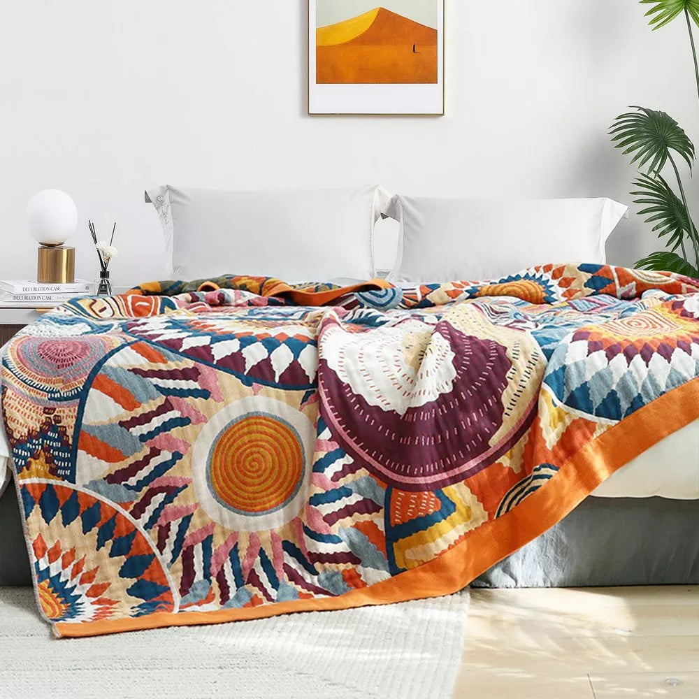 Nordic Sunburst Cotton Blanket - Soft, Breathable All-Season Comfort 3