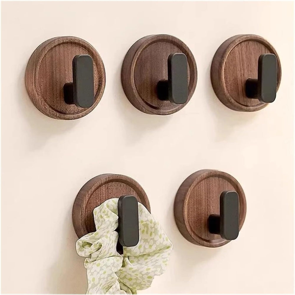 Nordic Walnut Wood Wall Hook - Stylish Coat Hooks and Key Holder for Wall 1
