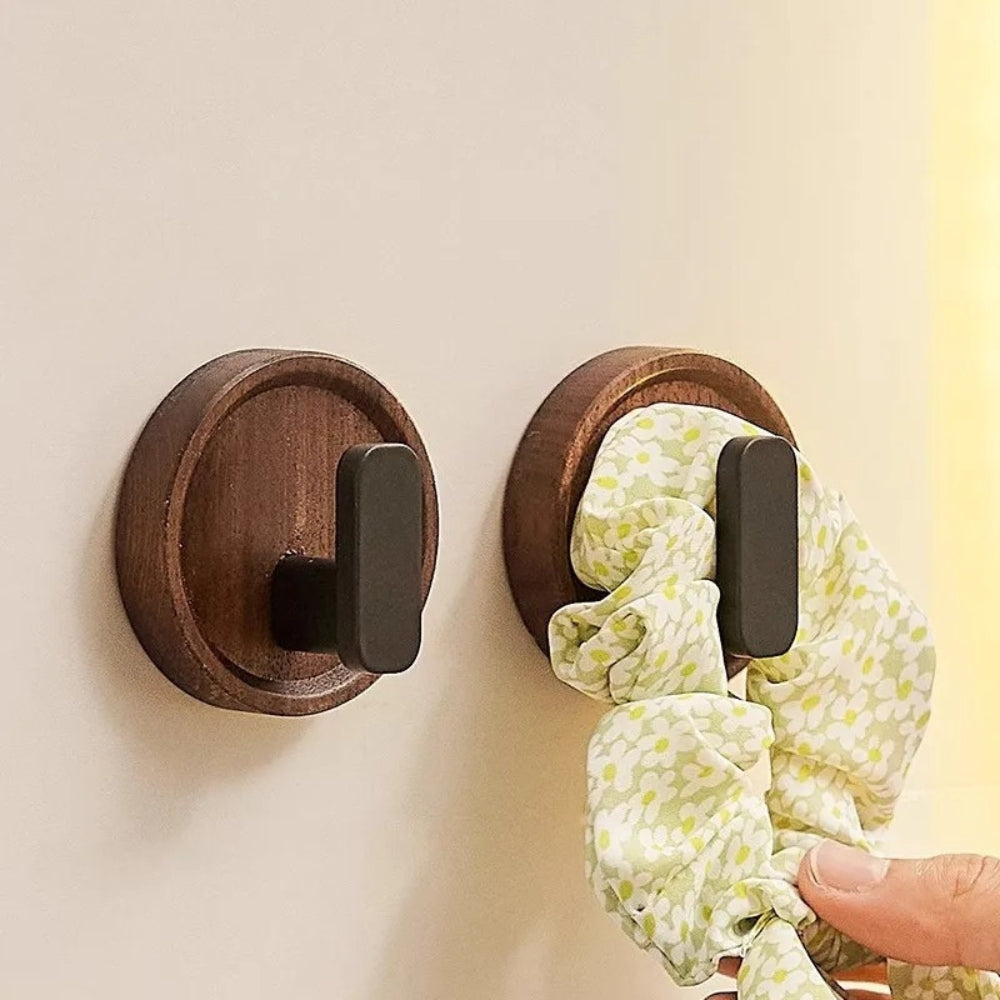 Nordic Walnut Wood Wall Hook - Stylish Coat Hooks and Key Holder for Wall 7