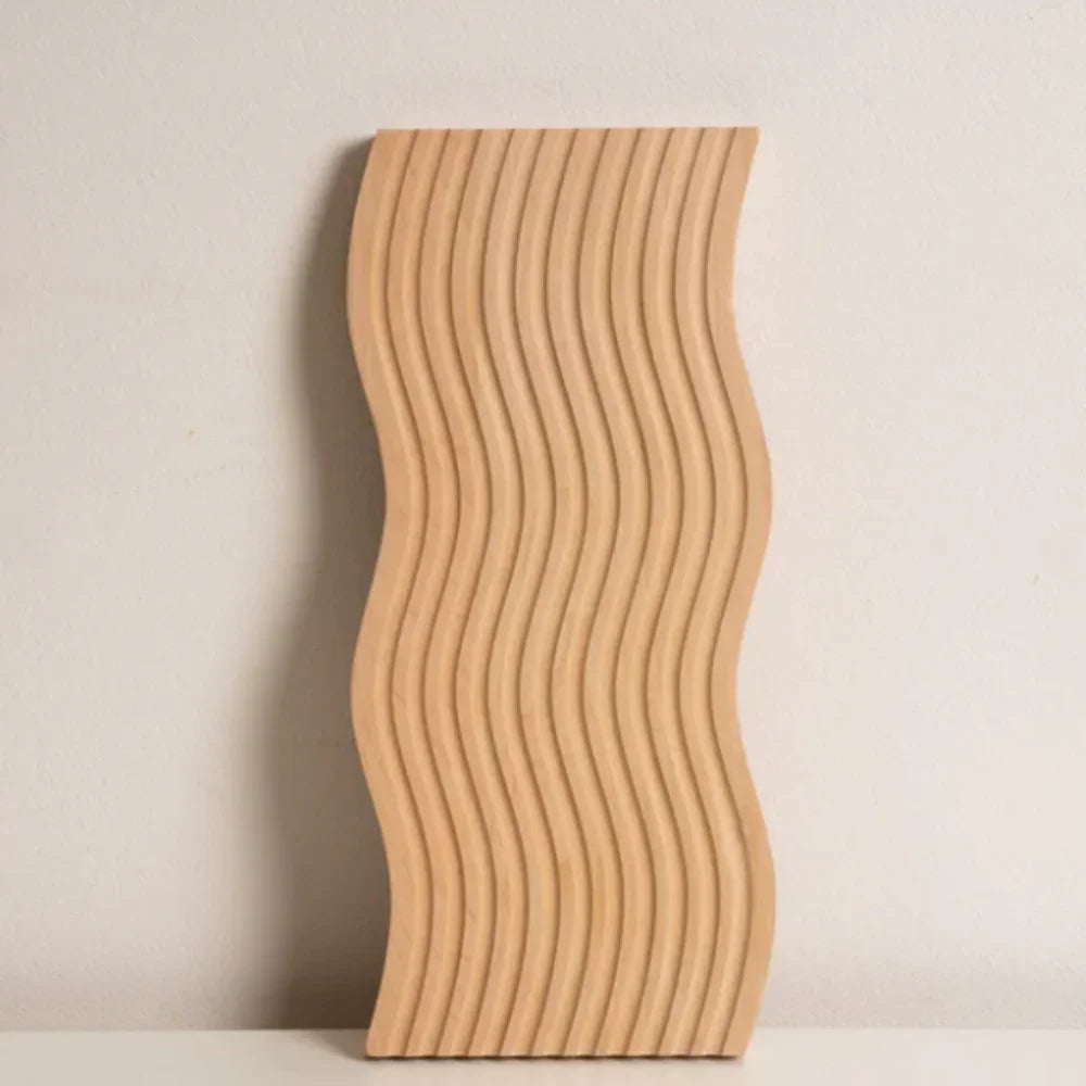 Nordic Wave Wood Tray - Elegant Serving and Display with Rippled Design 0