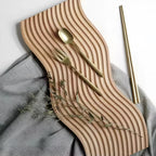 Nordic Wave Wood Tray - Elegant Serving and Display with Rippled Design 1