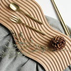 Nordic Wave Wood Tray - Elegant Serving and Display with Rippled Design 5