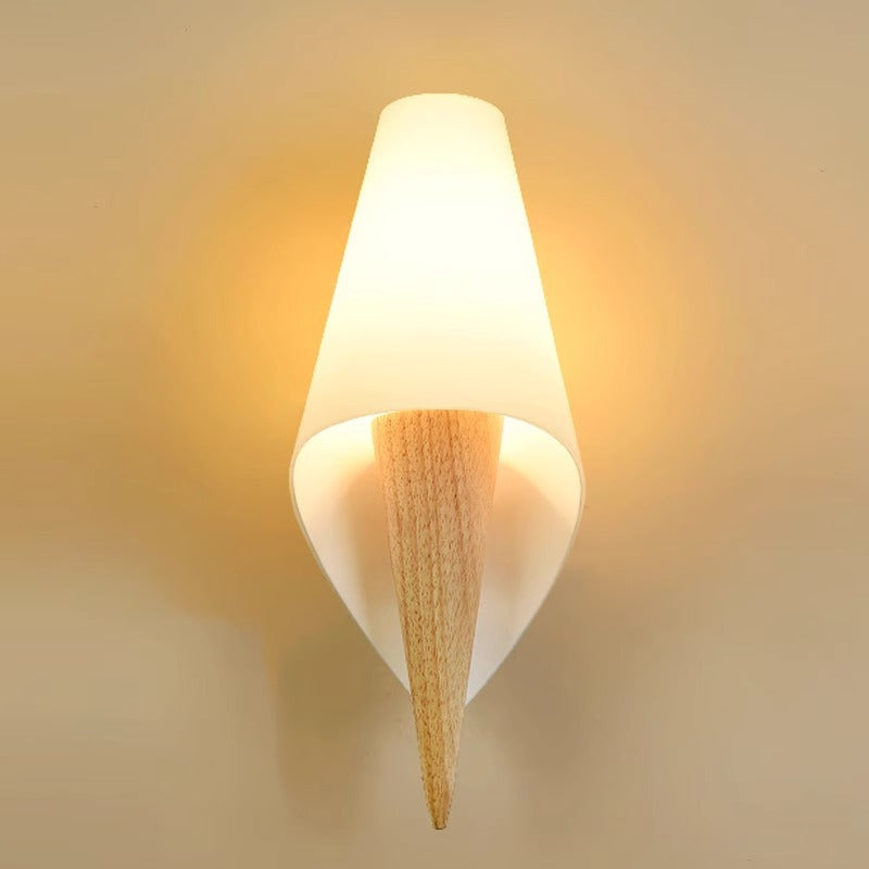 Nordic Wood and Glass Wall Sconce - Stylish 1-Light Fixture for Bedroom 2