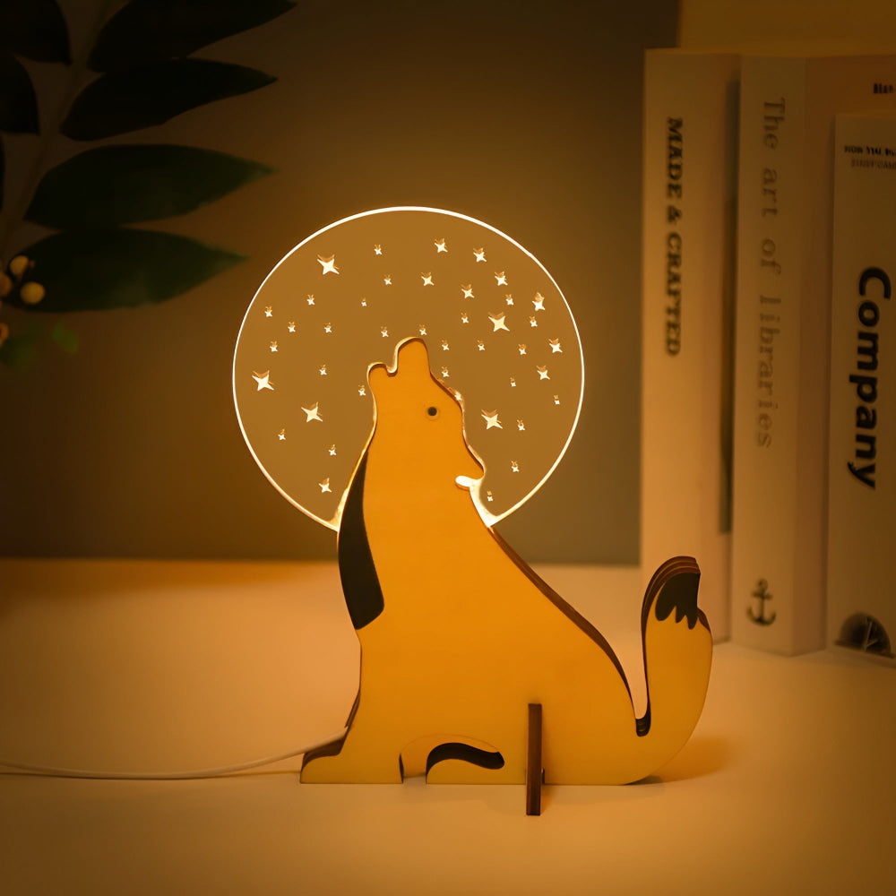 Nordic Wooden Animal Table Lamp - Warm LED Light for Bedroom & Living Room 5