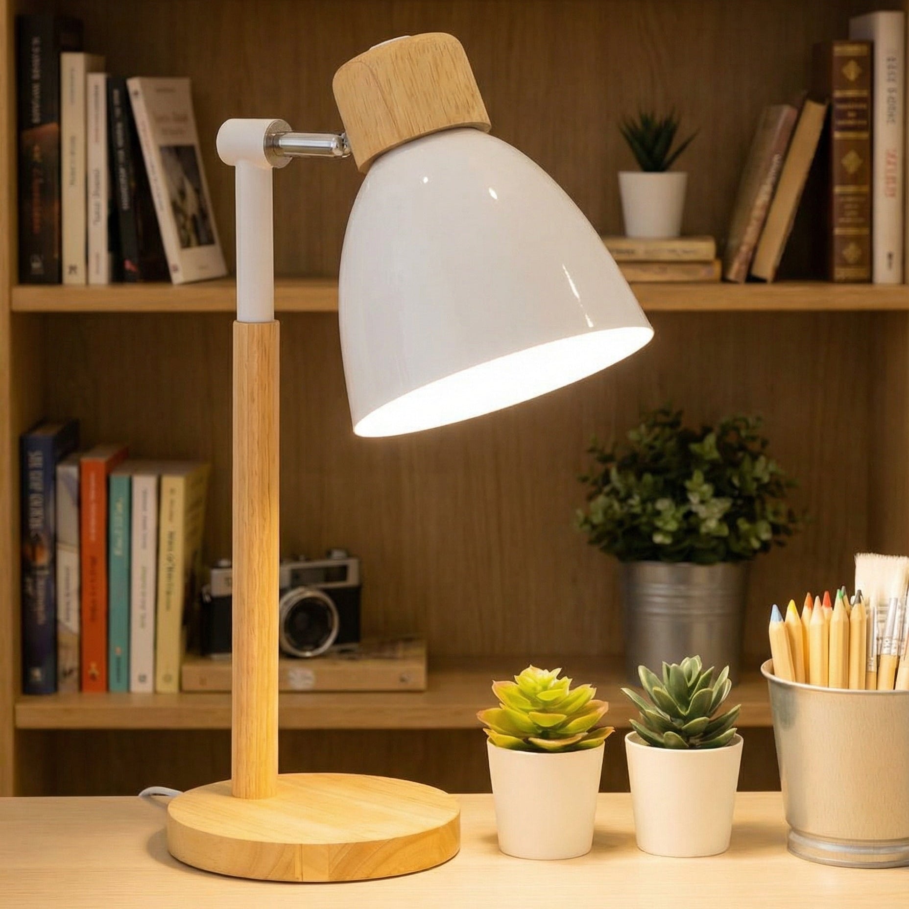 Nordic Wooden Table Lamp - Warm LED Glow for Bedroom & Desk Use 1