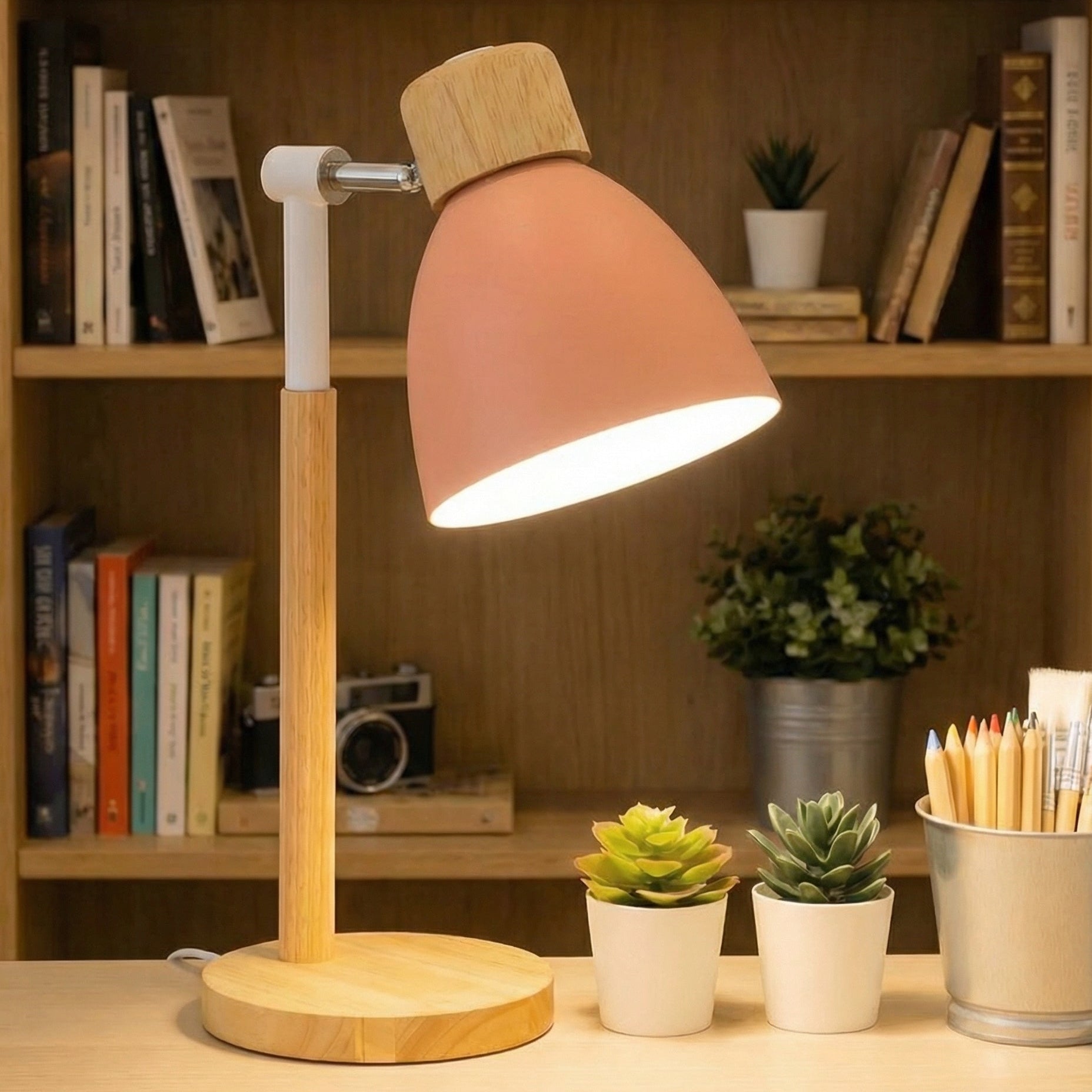 Nordic Wooden Table Lamp - Warm LED Glow for Bedroom & Desk Use 2