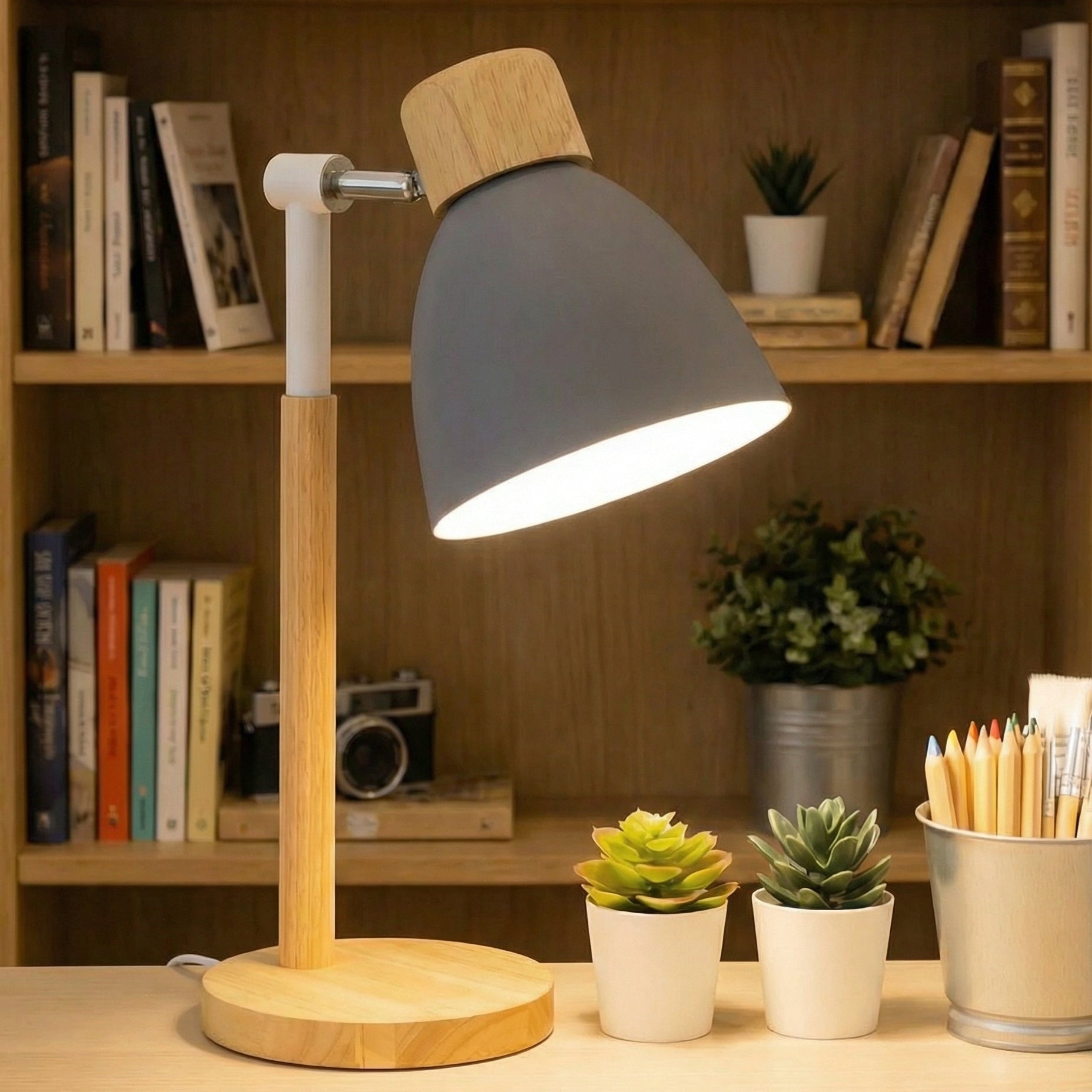Nordic Wooden Table Lamp - Warm LED Glow for Bedroom & Desk Use 3
