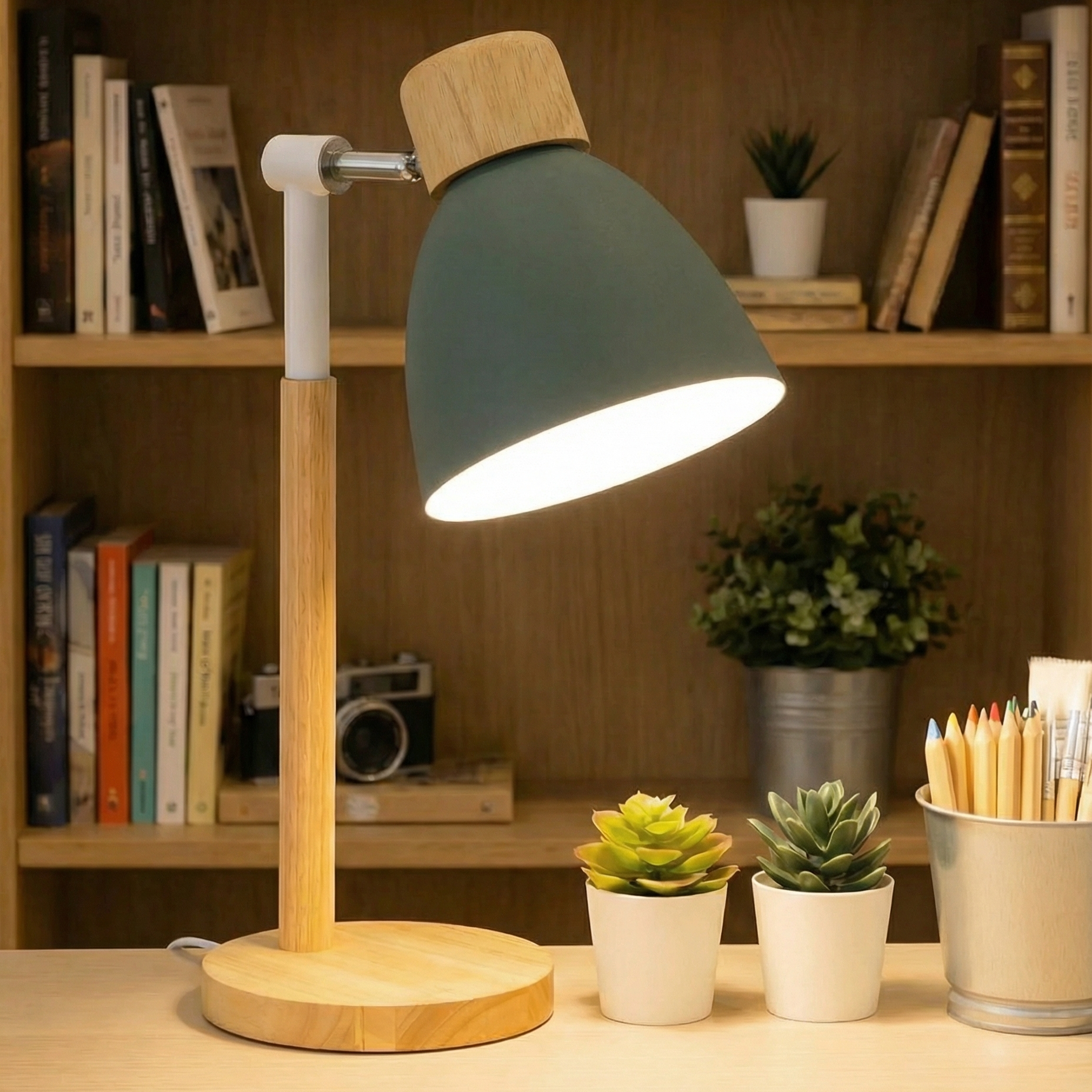Nordic Wooden Table Lamp - Warm LED Glow for Bedroom & Desk Use 4