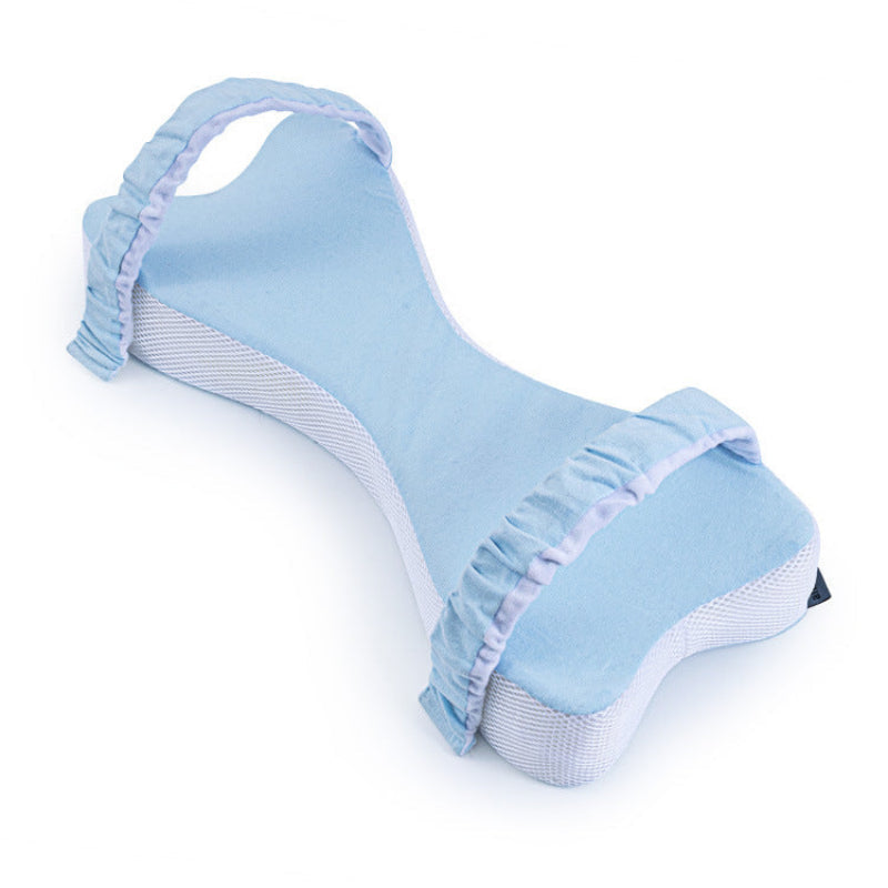 Light blue pet muzzle with ruffled edges on a white background