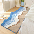 Ocean Waves Microfiber Bath Mat – Soft High-Pile Non-Slip Bathroom Mat with Anti-Slip Backing – Machine Washable and Quick Drying 1