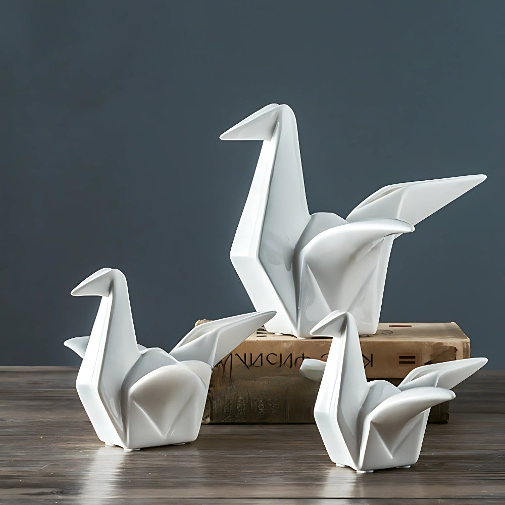 Origami Ceramic Bird Sculpture - Elegant Home Decor for Stylish Rooms 1