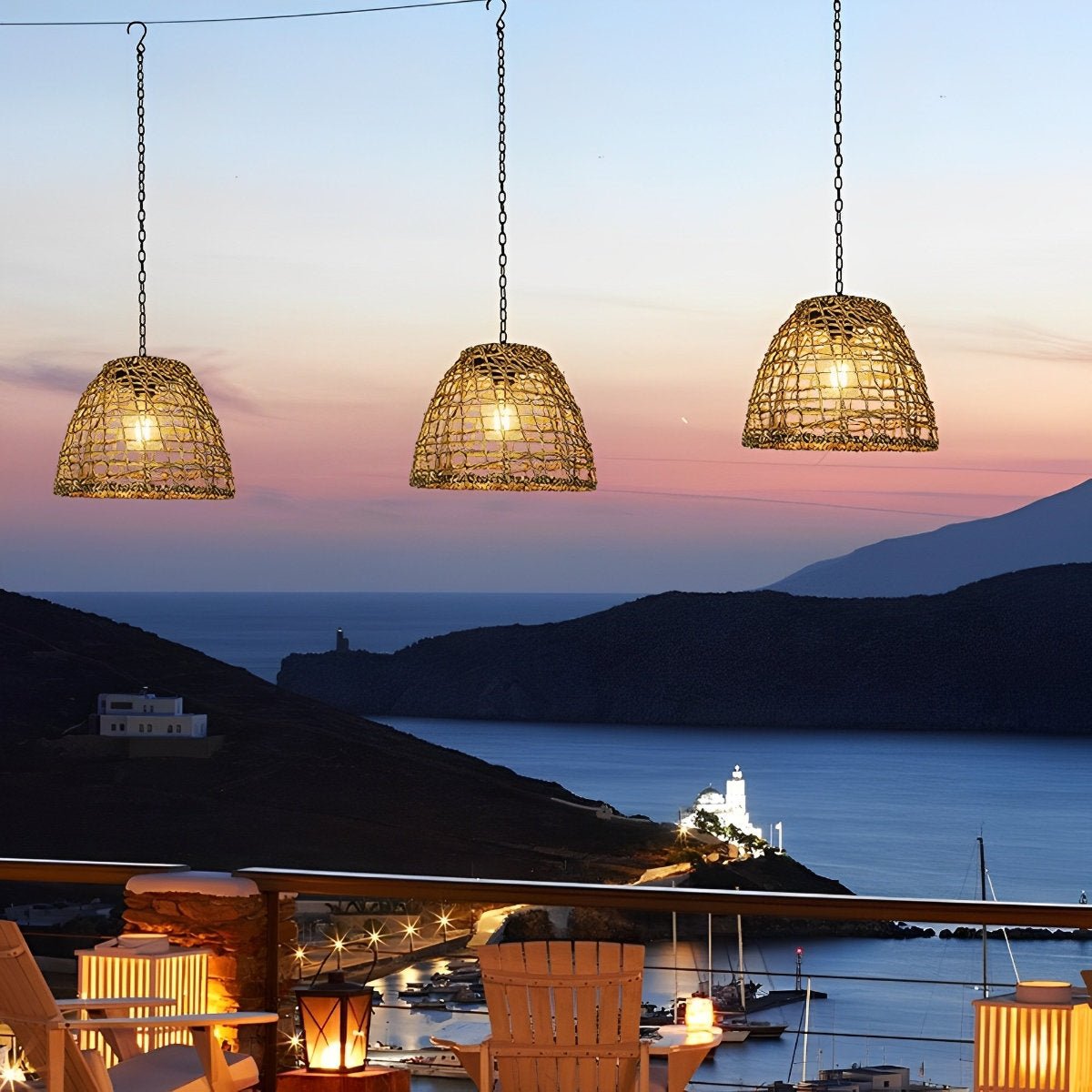 Outdoor Solar Lantern - Waterproof Rustic Pendant Light with Adjustable Chain 6