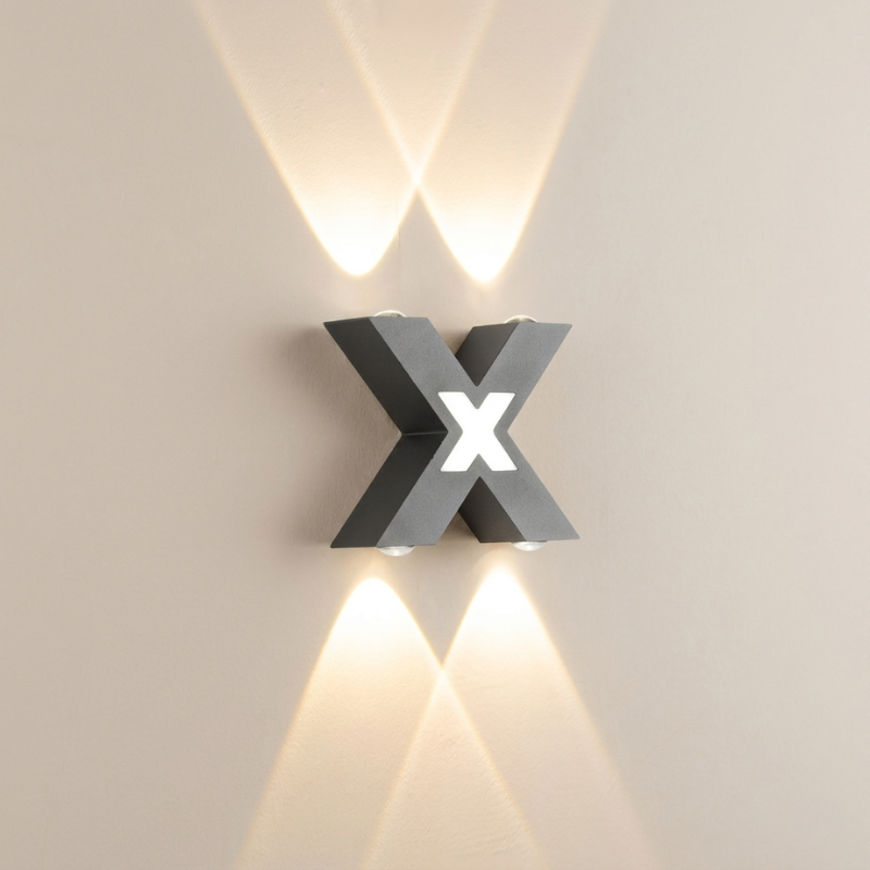 Outdoor Wall Light X Shape LED Aluminum Glass IP65 Warm White