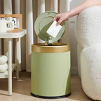 Oval Kitchen Trash Can - Elegant Design with Press-Top Lid 1