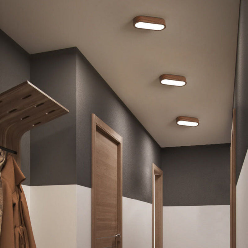 Oval Wood Grain LED Flush Mount Ceiling Light - 8W, 800 Lumens, Minimalist 1