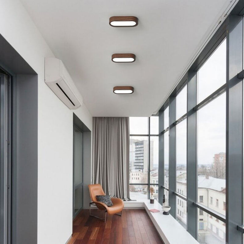 Oval Wood Grain LED Flush Mount Ceiling Light - 8W, 800 Lumens, Minimalist 10