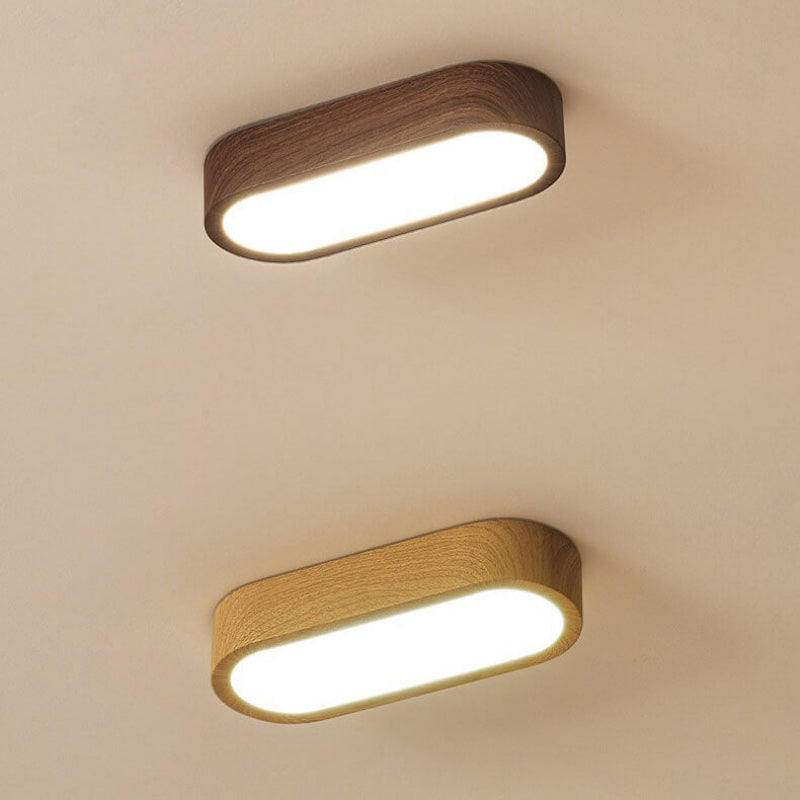 Oval Wood Grain LED Flush Mount Ceiling Light - 8W, 800 Lumens, Minimalist 2