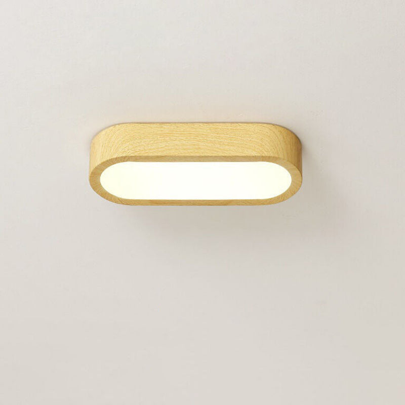 Oval Wood Grain LED Flush Mount Ceiling Light - 8W, 800 Lumens, Minimalist 4
