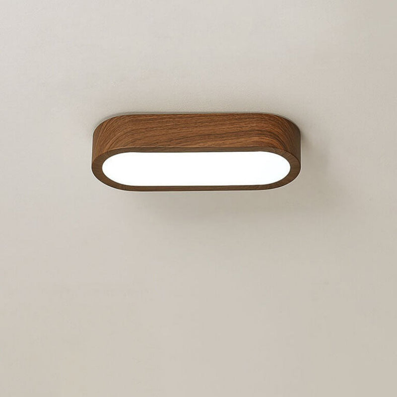 Oval Wood Grain LED Flush Mount Ceiling Light - 8W, 800 Lumens, Minimalist 5