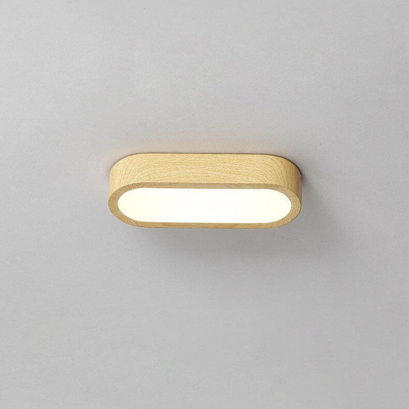 Oval Wood Grain LED Flush Mount Ceiling Light - 8W, 800 Lumens, Minimalist 9