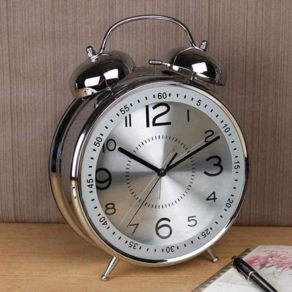 Oversized Vintage Twin Bell Alarm Clock - Loud Chime & Easy-to-Read Dial 0