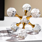 Paperweight Glass Metal Bubble Glass Star Design Gold Decorative Desk Ornament 04