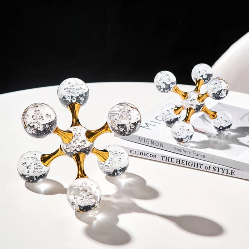 Paperweight Glass Metal Bubble Glass Star Design Gold Decorative Desk Ornament 3