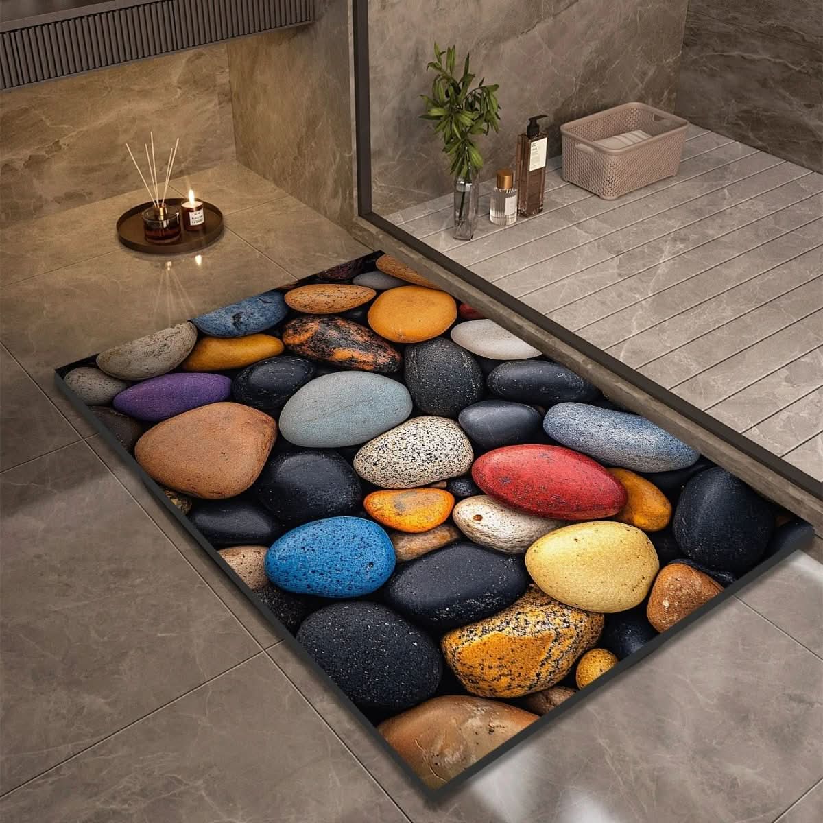 Bath Mat Diatomaceous Earth Non Slip Pebble Stone 7