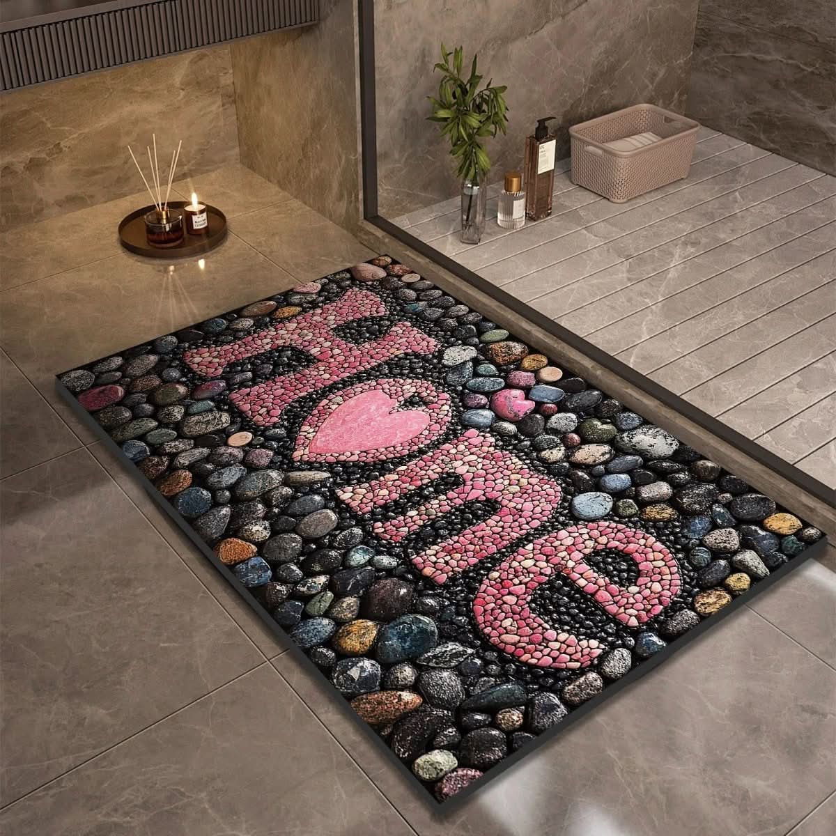Bath Mat Diatomaceous Earth Non Slip Pebble Stone 8
