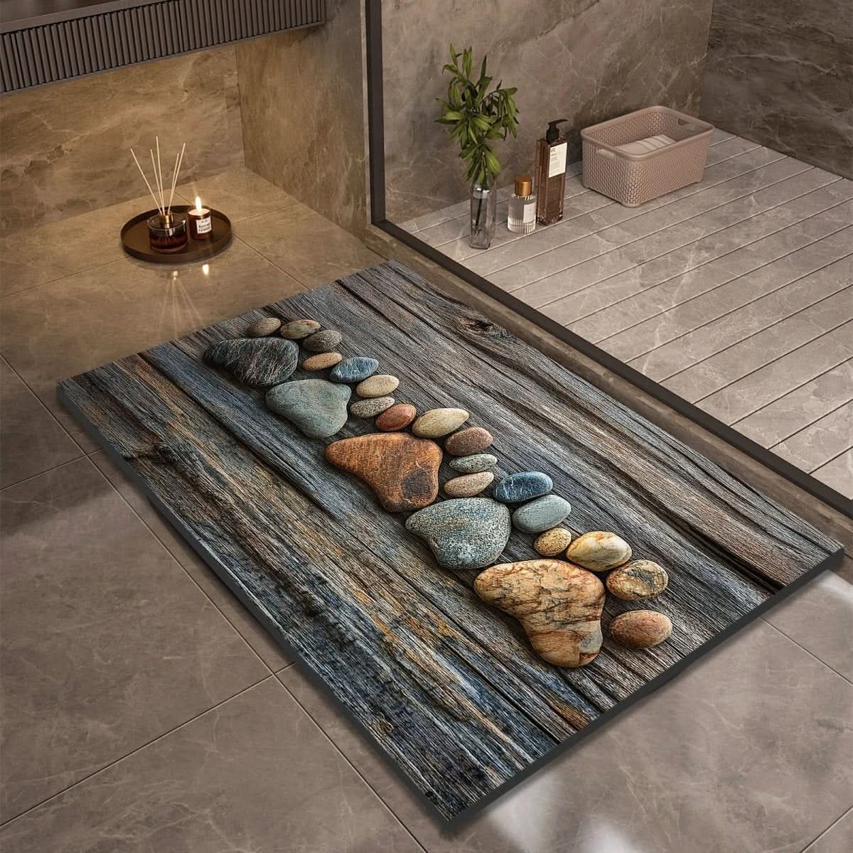 Bath Mat Diatomaceous Earth Non Slip Pebble Stone 9
