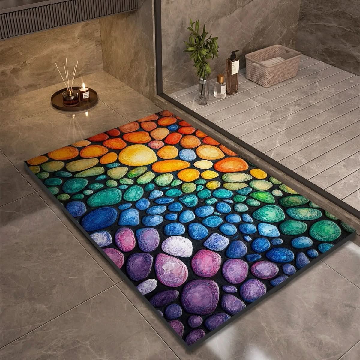 Bath Mat Diatomaceous Earth Non Slip Pebble Stone 10