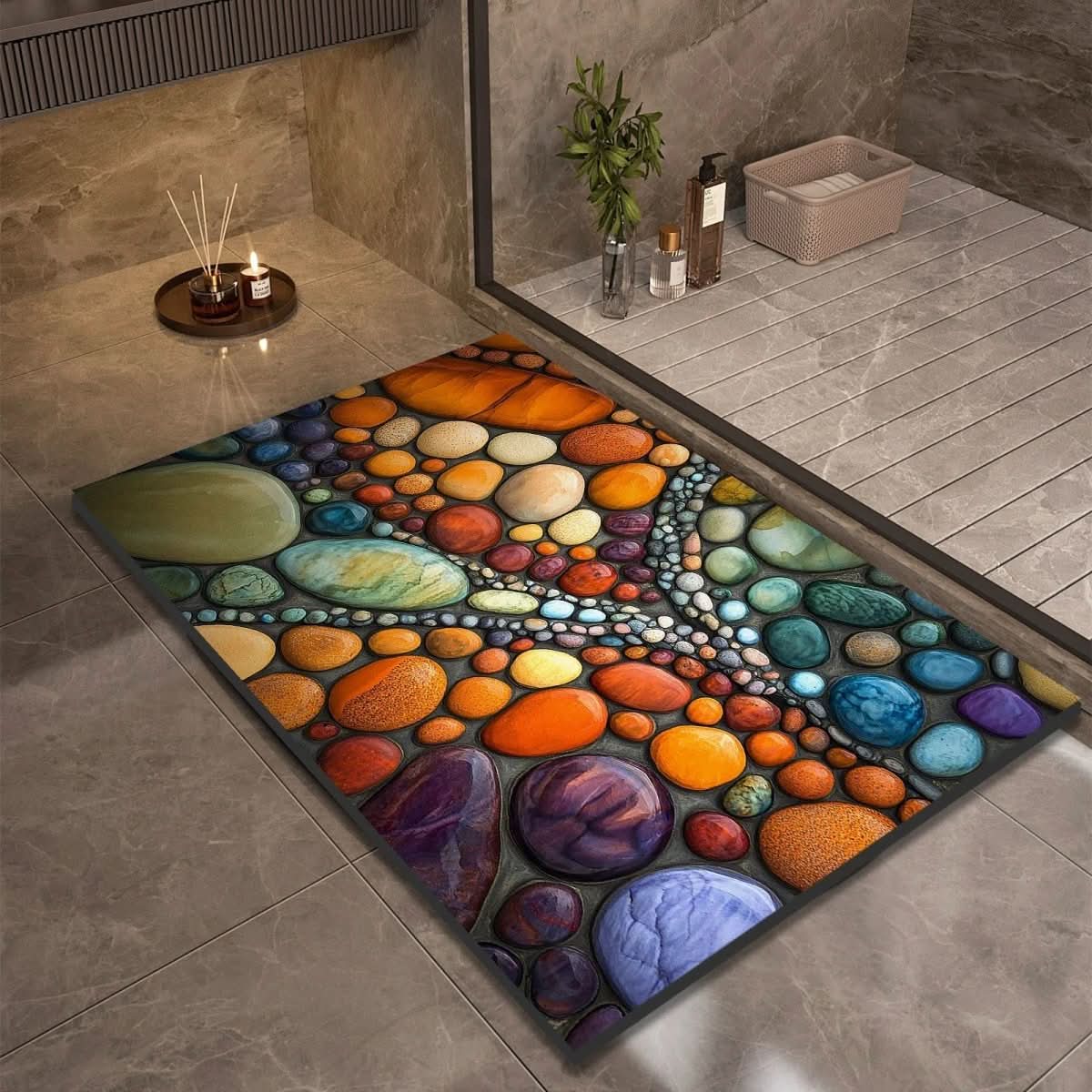 Bath Mat Diatomaceous Earth Non Slip Pebble Stone 11