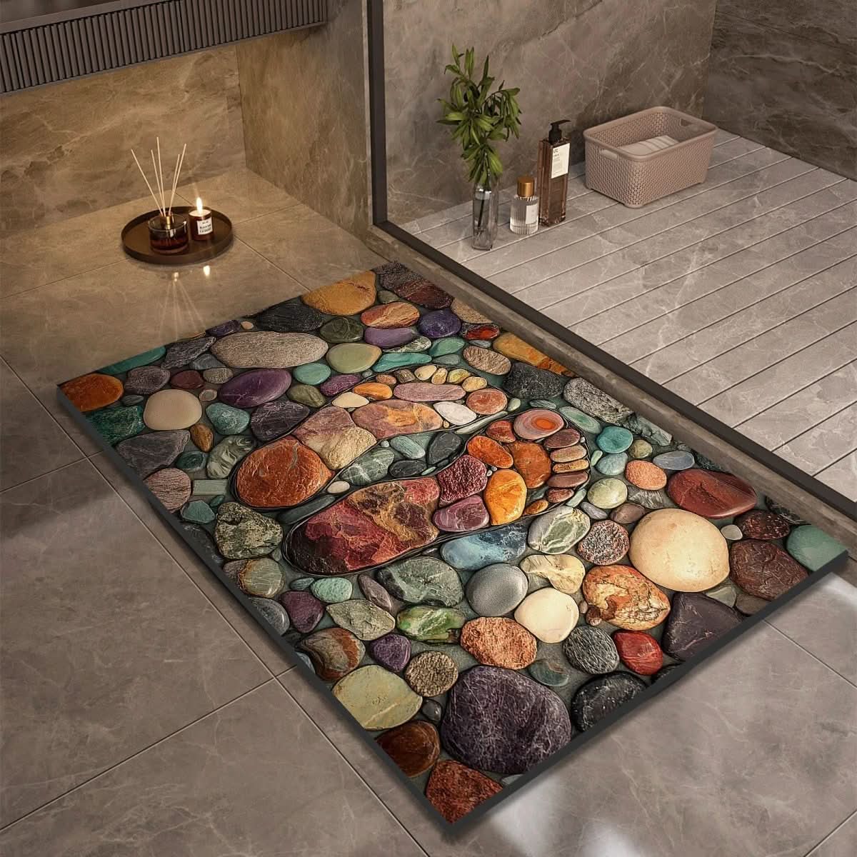 Bath Mat Diatomaceous Earth Non Slip Pebble Stone 12