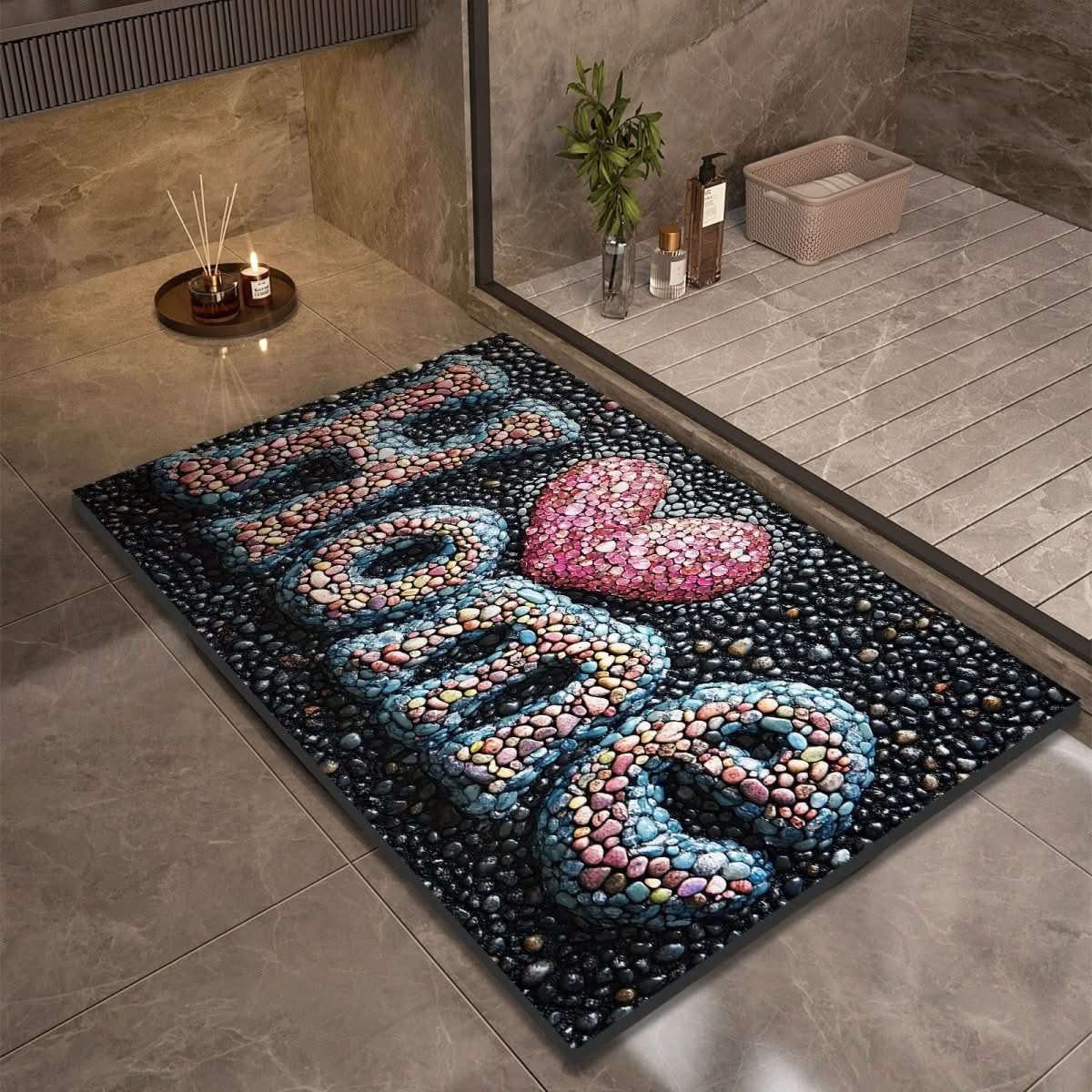 Bath Mat Diatomaceous Earth Non Slip Pebble Stone 13