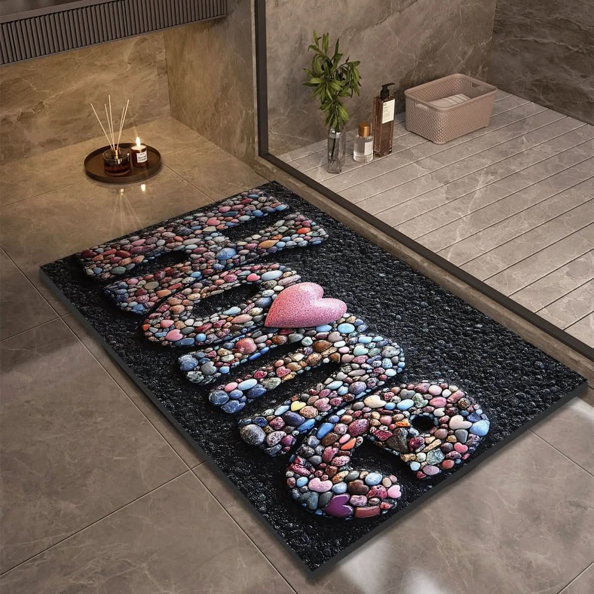 Bath Mat Diatomaceous Earth Non Slip Pebble Stone 15