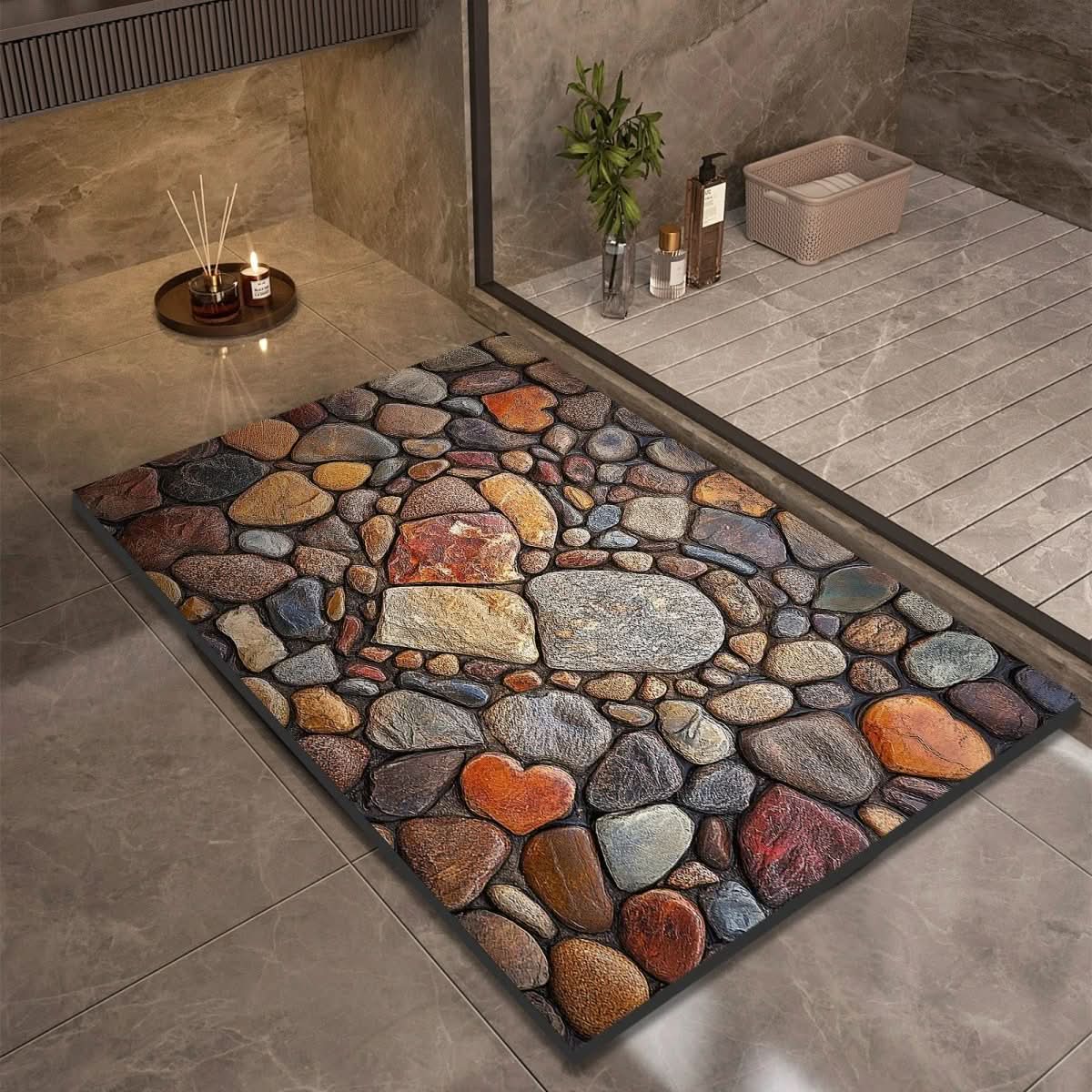 Bath Mat Diatomaceous Earth Non Slip Pebble Stone 17