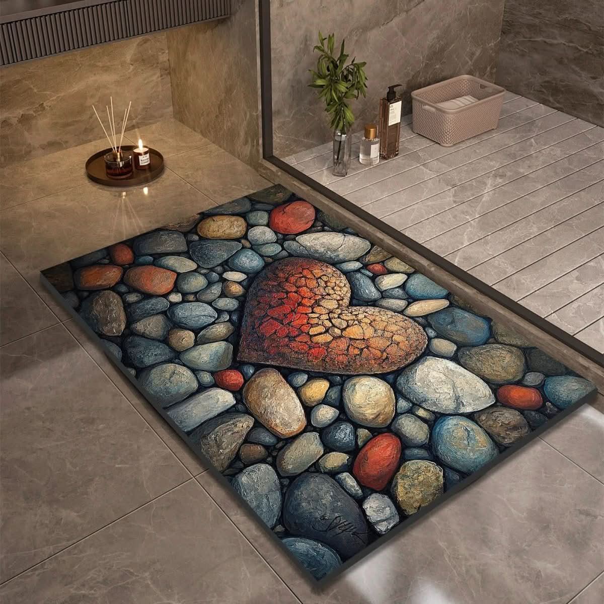 Bath Mat Diatomaceous Earth Non Slip Pebble Stone 18