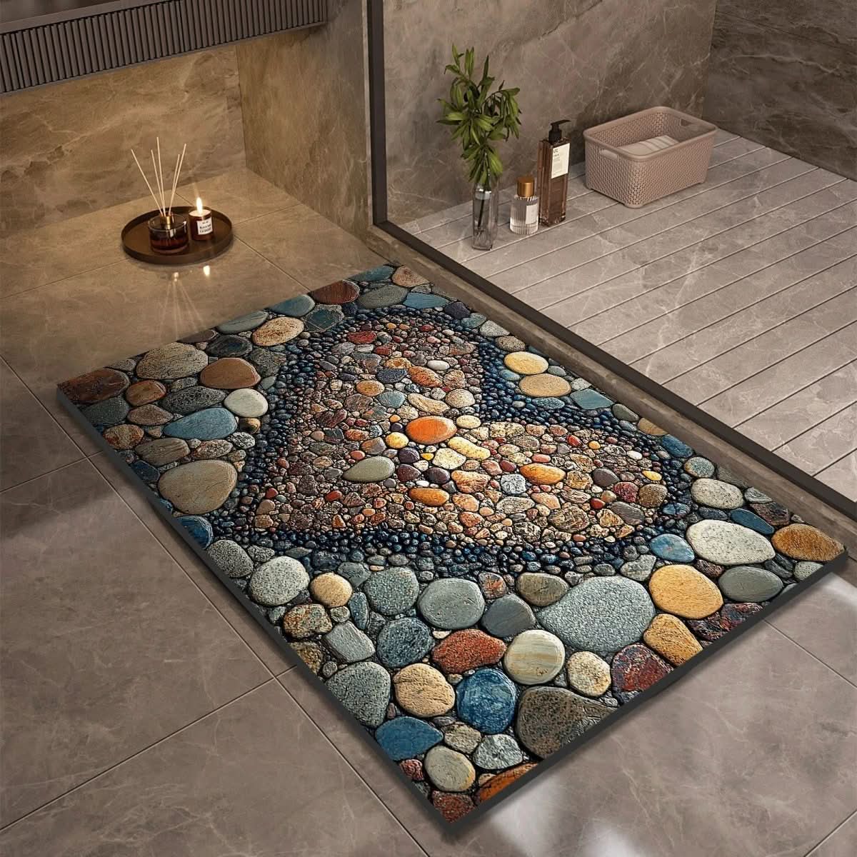 Bath Mat Diatomaceous Earth Non Slip Pebble Stone 5